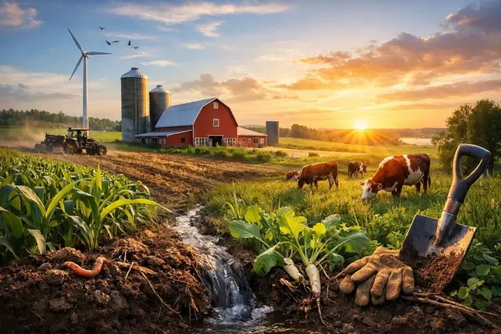Minnesota farm landscape representing sustainable farming practices